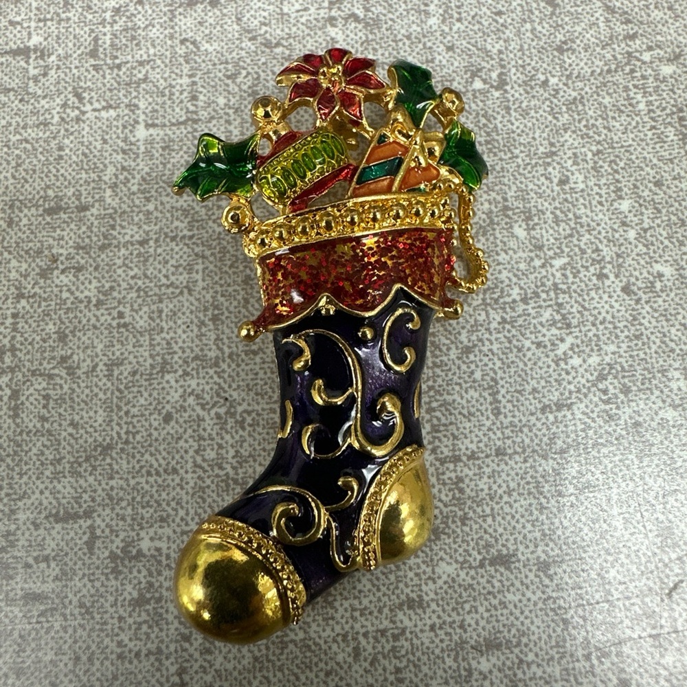 Vintage Vintage Christopher Radko Stocking Pin Brooch
